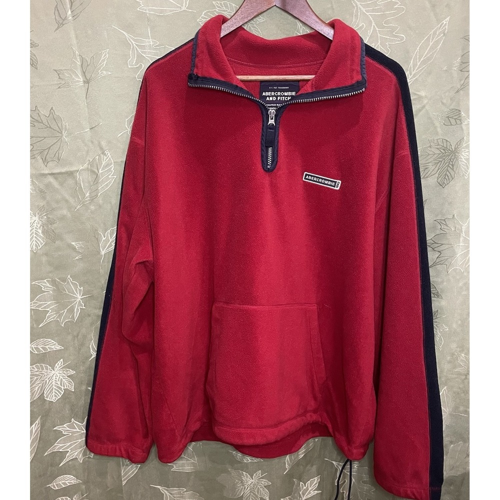 Vintage Abercrombie Fitch‎ Fleece Sweater Mens XL Red Y2K